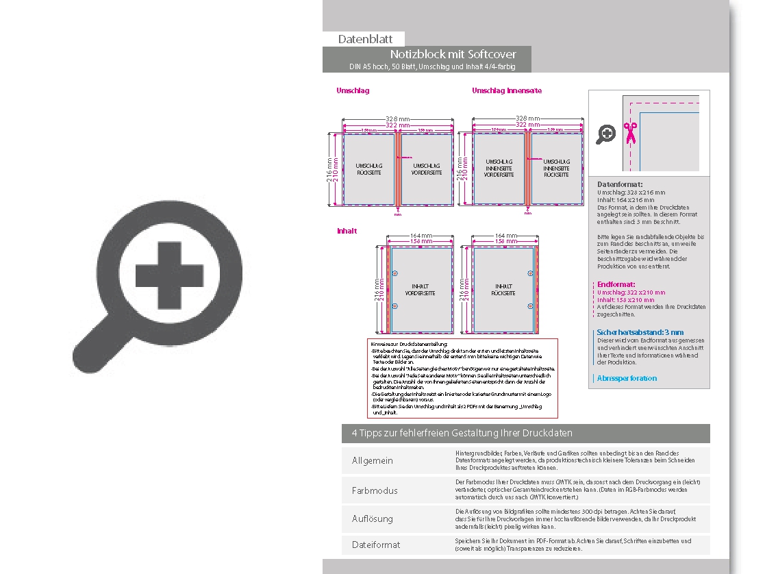 Product Bild block_mit_softcover__din_a5_hoch__50_blatt__umschlag_und_inhalt_4_4-farbig_cmyk_beidseitig_bedruckt